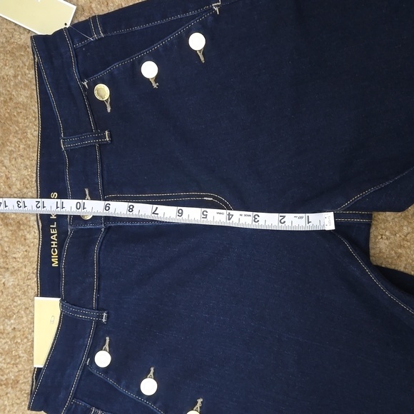 NWT MICHAEL Michael Kors Gold Buttons Sailor Blue Jeans Size 8 - Picture 9 of 10